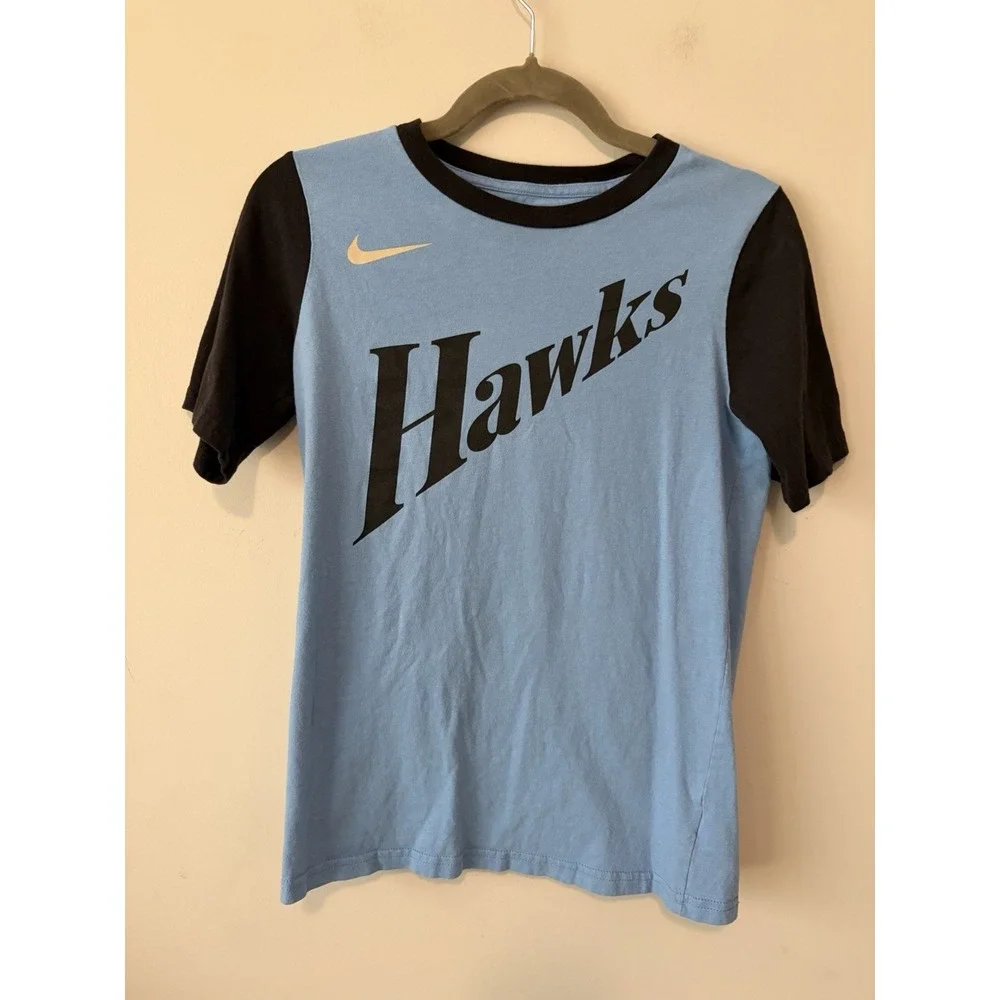 Nike NBA Atlanta Hawks Basketball Light Blue T-Shirt Size Youth Large 14/16